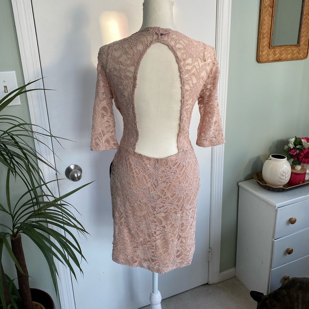 Blush Lace Backless Sequin Dress